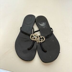 Gucci Suede Crystal GG Thong Sandal